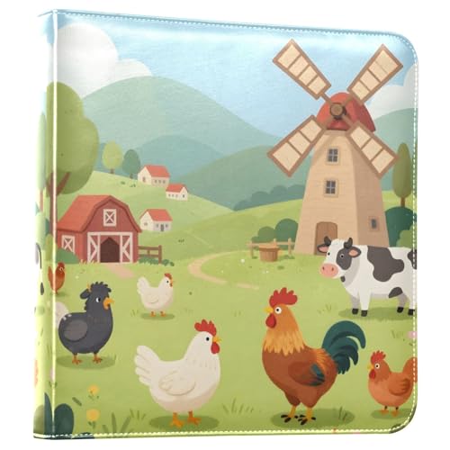 Álbum de fotos Scrapbook Adhesivo DIY Piel PU con diseño de animales de granja, 3 anillos, 40 páginas, tamaño 8x10 para recuerdos miniatura 1