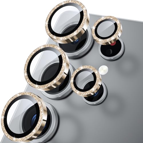 Image of WSKEN for Samsung Galaxy S25 Ultra Camera Lens Protector - Ultra Thin | Case Friendly, 9H Shatterproof Tempered Glass, Anti Scratch Metal Circle, Camera Screen Protector Cover Accessories, Glitter