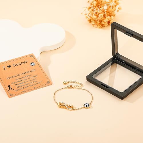 Image of Softball /Volleyball /Soccer /Basketball Bracelet for Girls Teen Women,14K Gold Plated Infinity Charm Link Bracelet Sports Accessories Jewelry Gifts for Lovers Players Team Coach