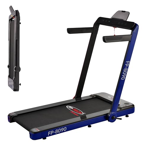 FP-TECH - TAPIS ROULANT ELETTRICO PIEGHEVOLE RICHIUDIBILE SALVASPAZIO CAMMINATA SLIM LED BLUETOOTH APP (Blu)