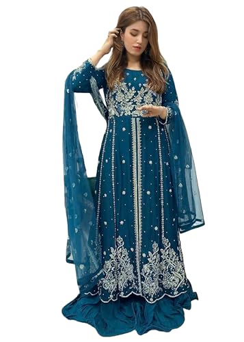 Costume indien en georgette et broderie zari de qualité supérieure 13456