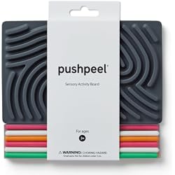 Pushpeel Sensory Activity Board: Silicone Fidget Toy for Calming, Stress, Anxiety, ADHD & Autism | Silent, No Mess | Kids 3+ & Adults | Includes Portable Travel Bag & 11 Strings (Granite)