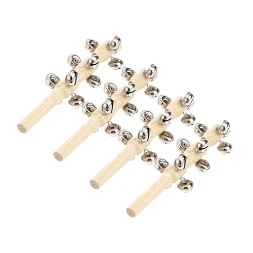 SEWACC 8個 木製原色ラトル 幼児用シェーカー ガラガラ ベル スマスのジングルベルのおもちゃ 赤ちゃんのハンドベルのおもちゃ ベビーラトルベル のおもちゃ 木のガラガラおもちゃ