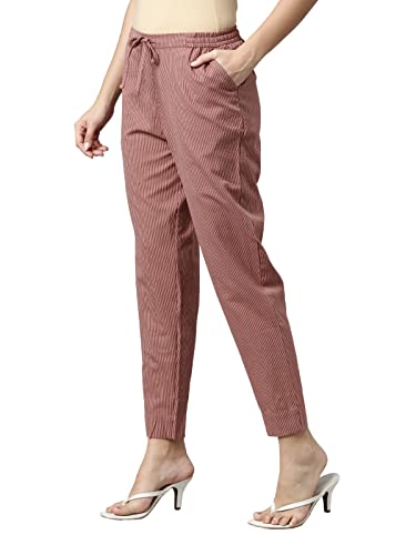 Image of GO COLORS Ikat Print Beige Printed Pencil Pant for Women | Breathable, Side Pocket