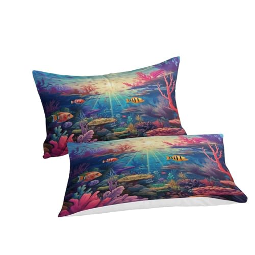 Juego de cama de microfibra 3 piezas 200x200 cm estampado océano 6