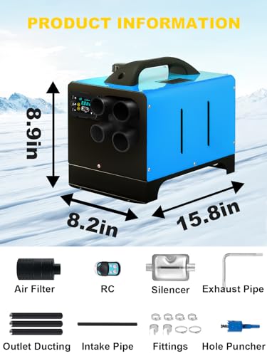 2024 Diesel Heater 8KW, All-in-One Portable Air Heater With Remote Control & LCD Screen, Fast Heating 12V 24V for Boat, RV, Trailer, Tent, Truck, Car, Van, Camper, Christmas Gifts