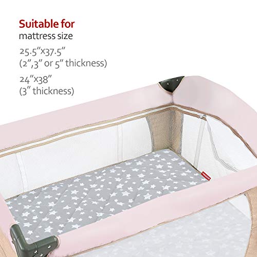 Moonsea 002A Pack And Play Sheet Quilted, Breathable Thick Playpen Lovely Print Cover 39 Inch×27 Inch×5 Inch Compatible With Graco Portable Mini Cribs, Suitable For Yards And Foldable Mattress Pack And Play Pad thumb #1