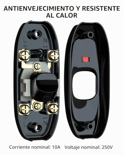 Miniatura 2 de Greluma 5pcs Interruptor De Cable En Línea De 250v 10a, Interruptor De Dispositivo De Cable De Encendido Apagado Con Indicador Led, Interruptor Basculante De Cable De Ac Para Lámpara De Mesa
