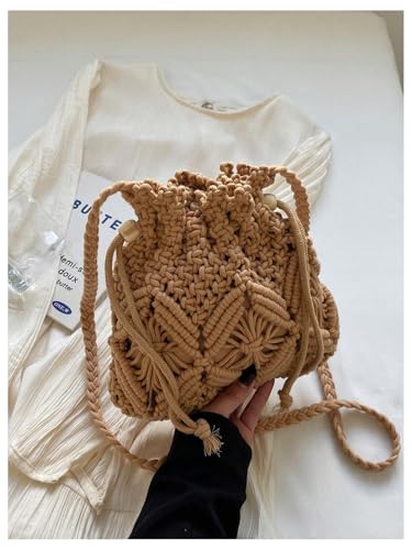 Women's Boho Drawstring Crossbody Bag Beach Vacation Resort Shoulder Bags2