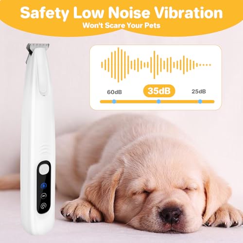 ETACCU Pfotentrimmer für Hunde mit LED-Licht & Wiederaufladbar - Leise Hundepfoten Trimmer, Pfoten Rasierer für Hunde–Kabellose Schermaschine für Pfoten, Augen, Ohren, Gesicht (Weiß)