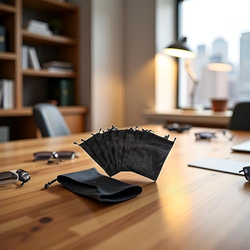 Image of JJLFresheners 10 Pcs Black Sunglasses Eyeglasses Drawstring Cloth Pouch Bag Men's Eyeglass Cases Sunglasses and Eyewear Accessories