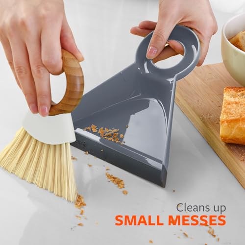 Full Circle Tiny Team Mini Compact Brush & Dustpan Set, Portable Handheld Broom for Quick Cleanups, Ideal for Home, Bathroom, Kitchen Countertops. Bamboo Hand Broom & Small Crumb Sweeper, White by Full Circle - Image 7