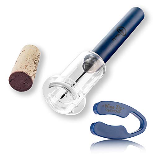 Wine Ziz Amazingly Simple Wine Opener with Foil Cutter Gift Set for Wine Lovers | Wine Pump Air Pressure Wine Bottle Opener Easy Cork Remover Corkscrew | Wine Bottle Openers (Deep Old Navy, 1)