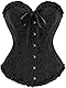 Vrapo Korsett Damen - Bustier Corset Top für Frauen - Vollbrust Corsage Schnürkorsett Taillenformer Dessous - Schwarz - Größe M