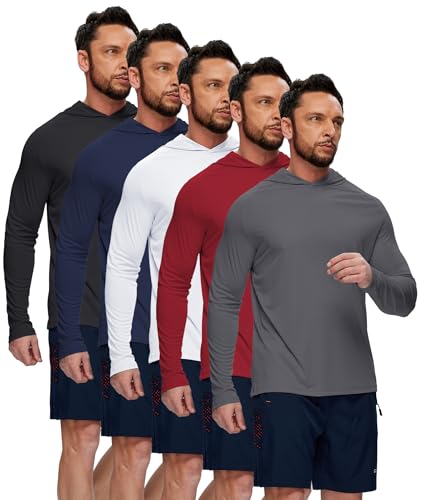 Image of Hoodies for Men UPF 50+ Sun Protection Fishing Shirts Long Sleeve Lightweight Rash Guard Shirt UV SPF Sweatshirt