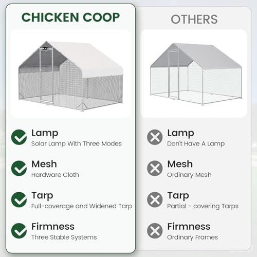Image of Walk in Chicken Coop with Run, Large Metal Poultry Cage for Backyard