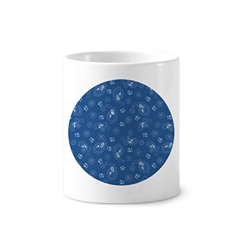 Coupe en céramique traditionnelle motif dot bleu ciel porte-brosse à dents 350ml