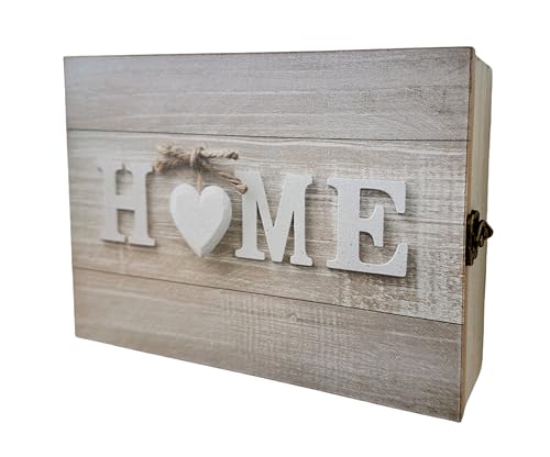 Caja de Llaves de Madera con 5 Colgadores, Home Marrón