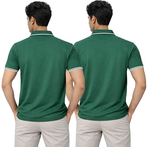 Image of Hangout Hub Men's Polo T Shirt | Solid | Plain Regular Fit Tees|Collar T-Shirts|Half Sleeves|Set of 1 & 2|HH.MP.MAR