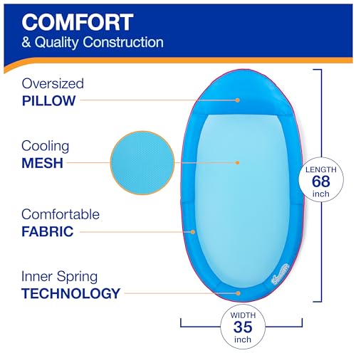 SwimWays Spring Float Premium Hammock Pool Lounger, Inflatable Pool Floats Adult with Fast Inflation for Ages 15 & Up