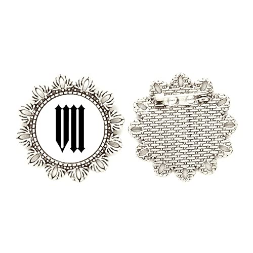 Broche de plata números romanos accesorio unisex plata con negro medium