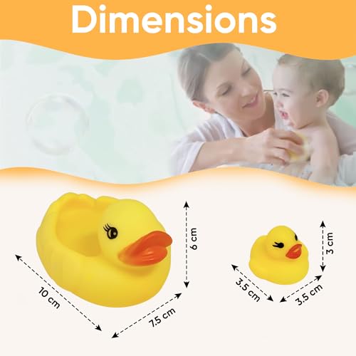 4Pcs Rubber Duck Family Set, Floating Bathtub Pool Toys for Toddlers, Fun Time Bath Toys, Soft Rubber Ducks with Beep Sound, Stocking Fillers, Kids Summer Toys 36+ Months - Image 3
