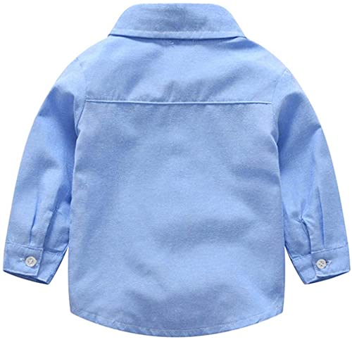 Corated Toddler Dress Suits Baby Boys Clothes Sets Bowtie Shirts Suspenders Pants 4Pcs Gentleman Outfits Suit 6 Month - 6 Years (Blue0005, 18-24 Months) #TOP3