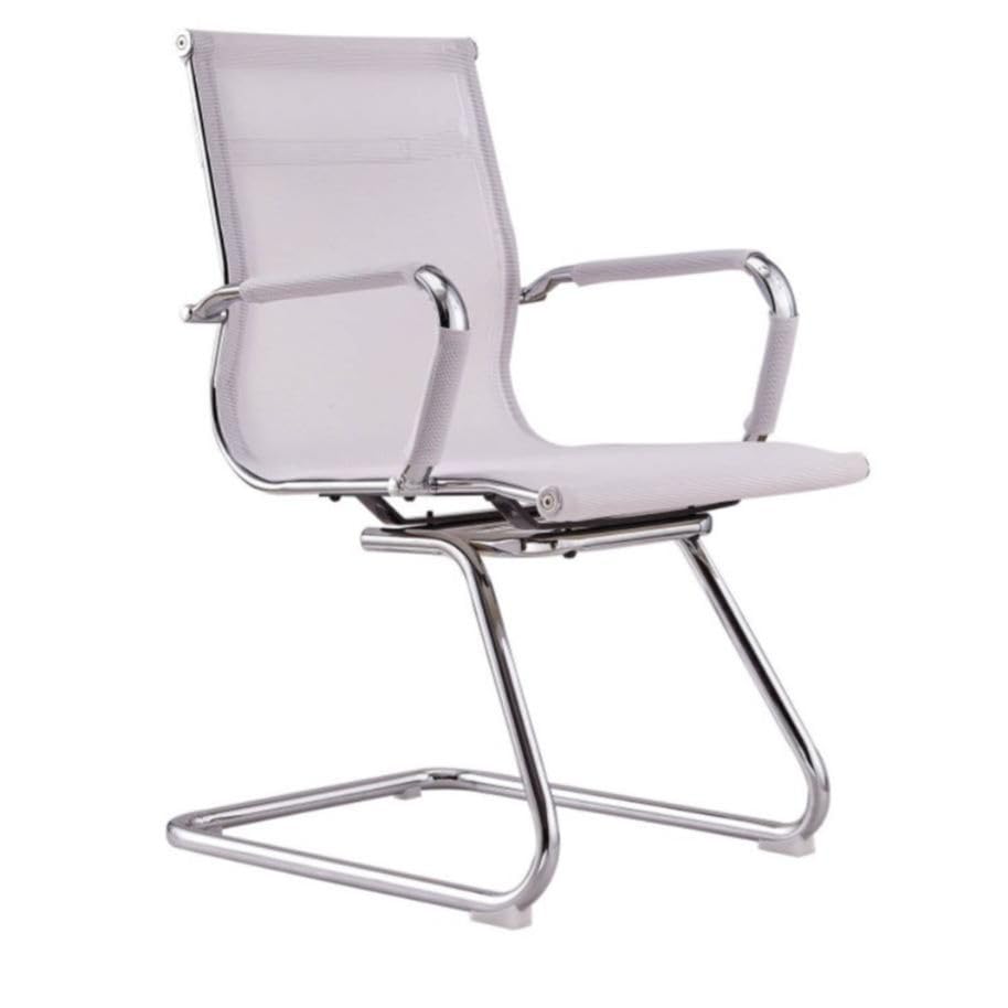 Orion91 Silla Polar Estructura Cromada Asiento Malla Color Blanco – 55 x 65 x 95 cm Comedor Oficina Salón Teletrabajo Reuniones Sala Espera Confidente - SpazioLuzio-Pack x2