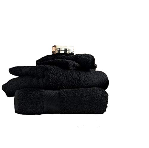 Highland Fashion 100% Coton égyptien Doux peigné Miami Lavable en Machine Matériau : 100% Coton égyptien Naturel, Black 1pcs, Drap de Bain Cover