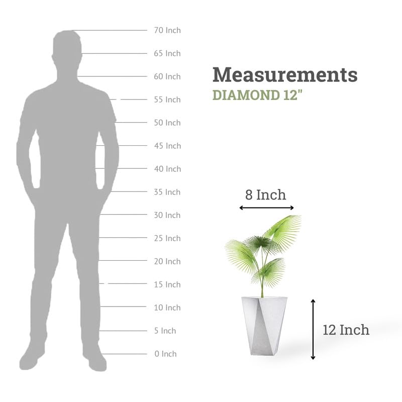 Image of Amazon Brand - Umi Diamond 12 Inch Pots for Planter & Flowers Big Size Gamla - Lightweight, Durable Outdoor & Indoor Planters, Perfect for Balcony & Terrace Gardens (White)