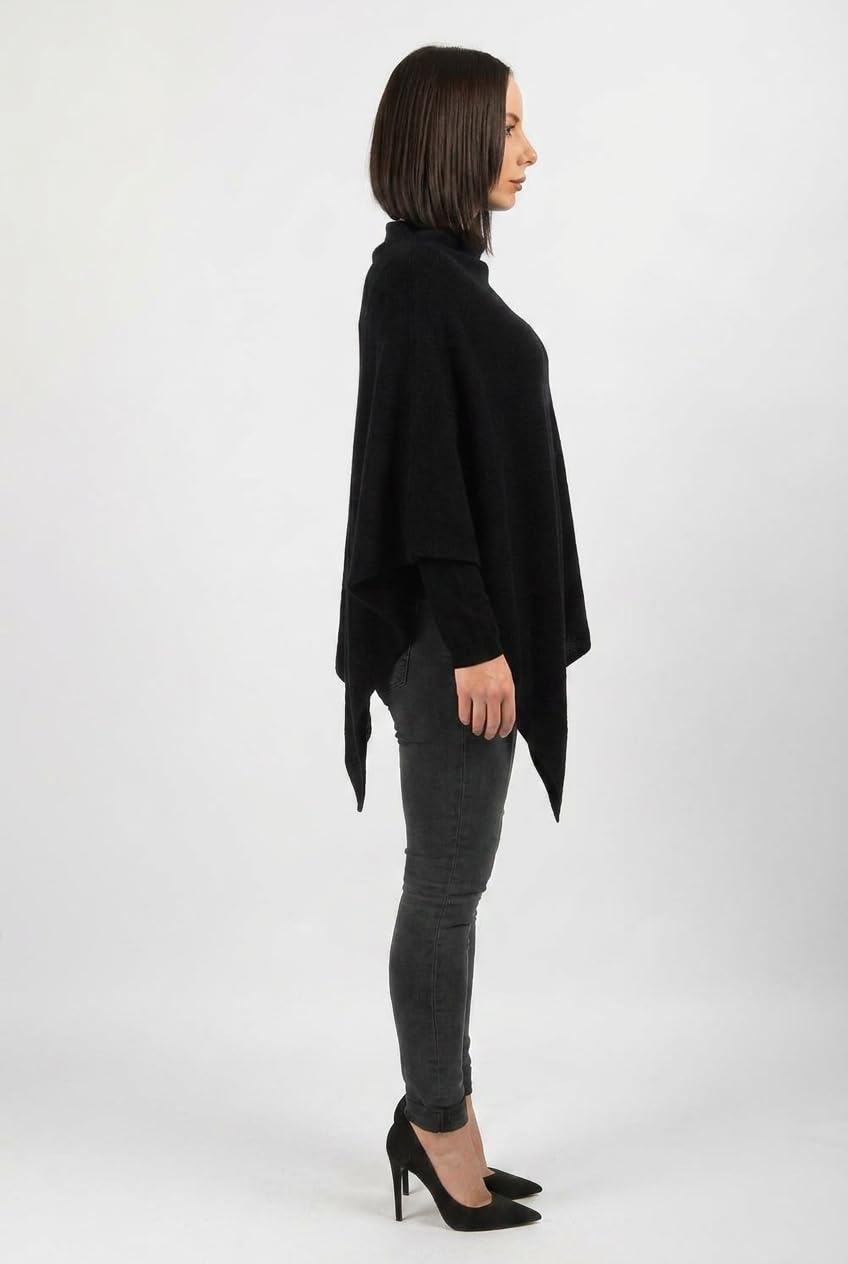 DALLE PIANE CASHMERE Poncho Donna 100% Cashmere | Poncho mantella avvolgente, taglia unica, perfetto in viaggio e in città, un elegante regalo per lei, Made in Italy