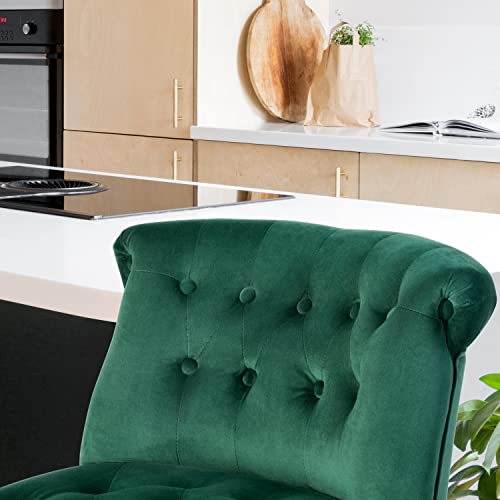 Furniturer Bar Stools With Footrest Set Of 2, Barstools With Back Padded Velvet Teal Seat Bar Chair For Kitchen Islands #TOP4