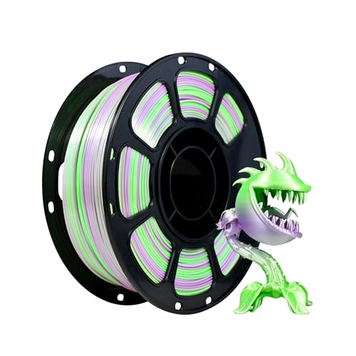 iBOSS Silk PLA+ Gradient 3D Printing Filament, 1KG Spool 1.75mm Silk Shiny Green Purple Gradient Printer Filament 2.2lb Brighter New Version, Neatly Wound 3D Printing Filament Compatible