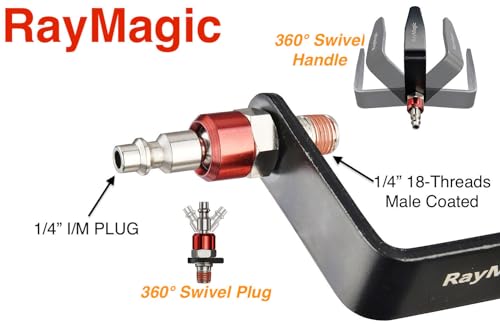 RayMagic Steel Pneumatic Tool Rafter Hook Hanger, Lightweight, Durable,Reusable Metal Organaizer Adjustable Easy Install Hooks With 1/4" Air Tool Swivel Fitting, for Air Nailer, 5-Piece Brass Fitting by RayMagic - Used condition - Image 3