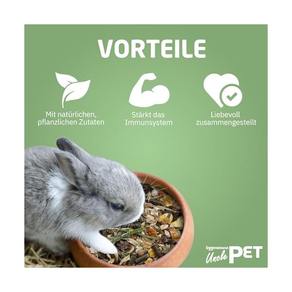 Eggersmann Uncle Pet - Premium Kaninchen Müsli - Kaninchenfutter mit der natürlichen Kraft aus Kräutern und Karotten – Bild 4