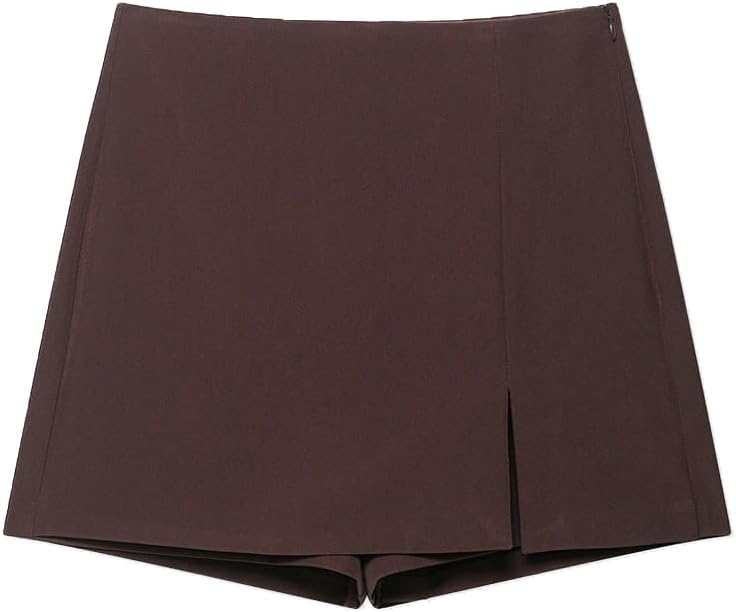Women's 4-Pack High-Waisted Slit Skort Shorts, Brown/Tan/White/Black