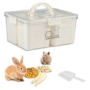 APITOS Pet Food Storage Container, Airtight Small Animal Food Storage Containers, Sealed and Classified Snack Container with Measuring Spoon Flip Top,Pet Food Dispenser for Guinea Pig,Rabbit Etc/5kg