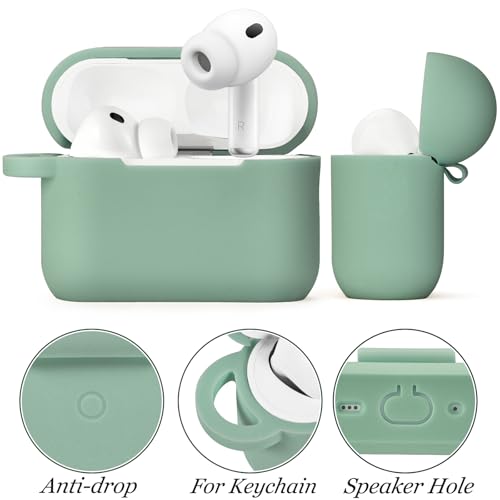 Image of VISOOM for AirPods Pro 3 Case 2025, Silicone Case for Apple Air Pods Pro 3rd Generation Cover Women, Cute iPods 3 Protective Cover with Bling Keychain & Cleaning Kit,Green
