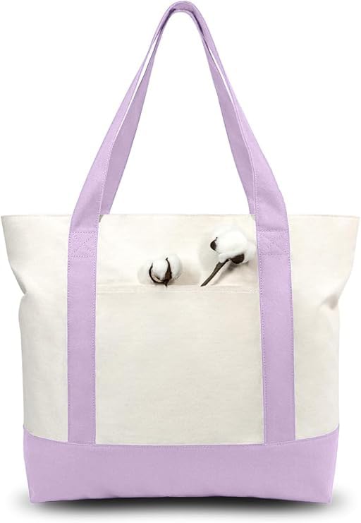Image of 19x15 Inch Large Canvas Tote Bag | 100% Organic Reusable 330 GSM Cotton Handbag With Zipper Closure and Front Pocket for Shopping, Daily Use, Travel, Grocery, Gifting, Office and Storage