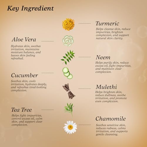 Image of Vaarnika Brown Rice Face Wash with Chamomile, Neem & Mulethi | Deep Cleansing Face Wash for Radiant Skin & Unclogged Pores | Hydrating, Paraben-Free Face Cleanser | All Skin Types, 50ml