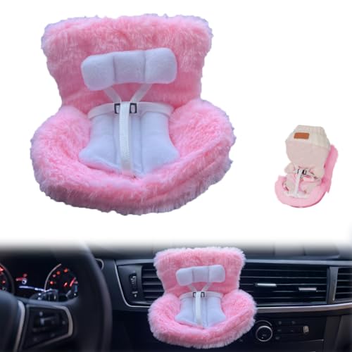 Norhogo 1 Stück Auto Puppen Sicherheitssitz, Baby Puppenautositz, Puppenautositz Mit Weichem Pelzkissen, zur Präsentation von 10–17cm Spielzeug, Rosa (Ohne Stuhlbeine)
