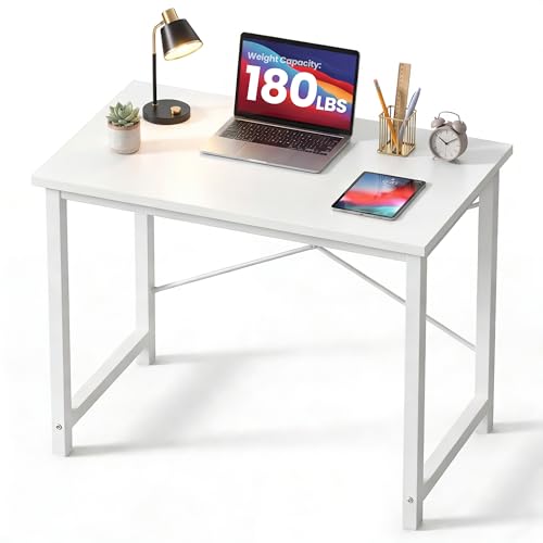 NEWBULIG 31.5” White Computer Desk with Metal Frame