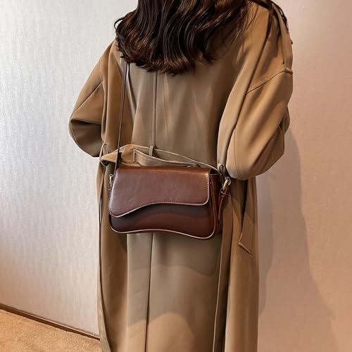 Image of Shoulder Bag for women Y2K Crossbody Vegan Leather Purse Straps Retro Clutch Hobo Hadbags with 2 Removable