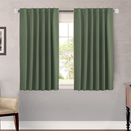 Image of H.VERSAILTEX Blackout Curtains Thermal Insulated Window Treatment Panels Room Darkening Blackout Drapes for Living Room Back Tab /Rod Pocket Bedroom Draperies (2 Panels, Bronze Green, 52 x 45 Inch)