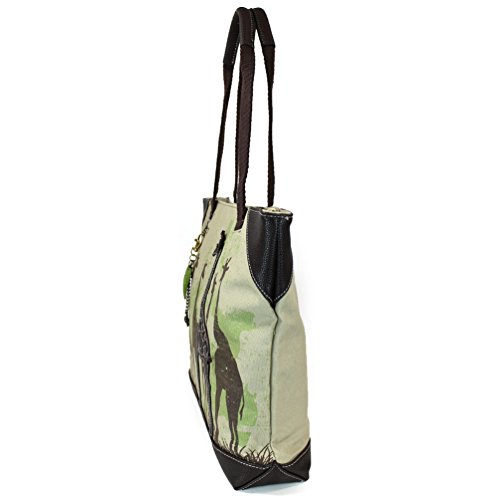 Image of CHALA Canvas Tote Bag - Women Shoulder Purse with Detachable Charm /Keychain