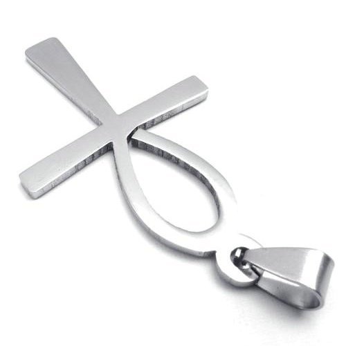 Jonline24H Stainless Steel Egyptian Ankh Cross Mens Womens Pendant Necklace, 18-26 Inch Chain Gift (22 Inches) #TOP2