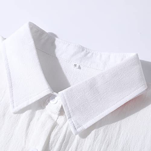 Image of Ladyful Women's Cotton Linen Maxi Dress Summer Long Sleeve Shirt Dress | Button down, Collared, Pockets, Solid color /Striped, Summer Caftans for women, Plus size, Cotton maxi dress for Party, Beach