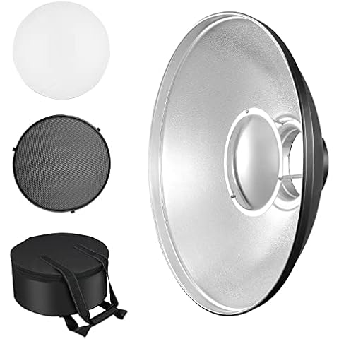 Soonpho Beauty Dish Reflector de 30cm con Panal y Difusor de Plata para Bowens Mount Cover