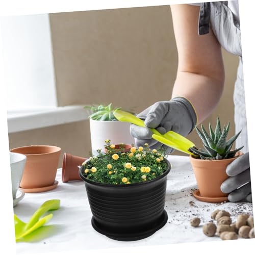 Petits pots de fleurs résine gris foncé jardinières intérieures - 8