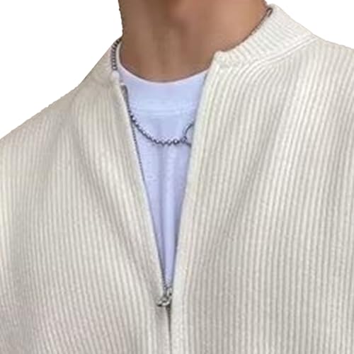 Men Round Collar Knit Cardigan Slim Fit Solid Color Zippers Knitted Sweater Lightweight Cable Knitted Sweaters for Mens2